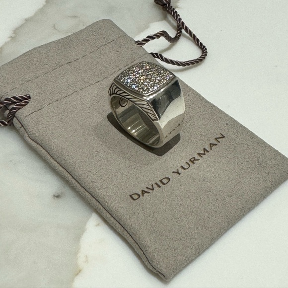 David Yurman Diamond Signet Ring - Size 10 - Picture 3 of 8